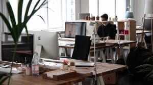 Person Sitting at a Desk in an Office