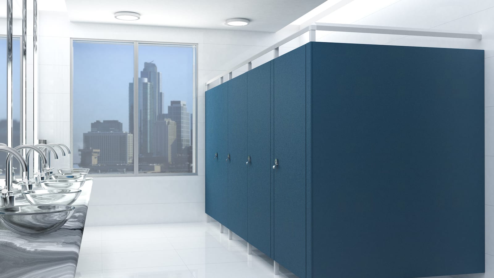 French Blue Eclipse Toilet Partitions