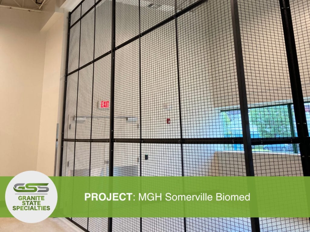 cover photo for wiremesah partitions for MGH Biomed