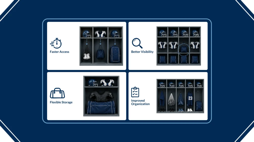 Choose Open-Front Cubbies for Bulky Athletic Gear